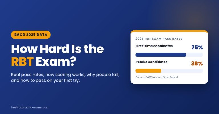 How hard is the RBT exam: 2025 pass rates of 75% for first-time candidates and 38% for retakes